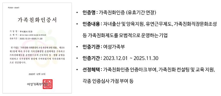 2023년 가족친화인증